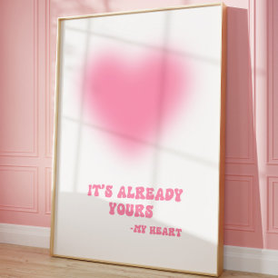 Poster Imprimé esthétique cœur rose Coquette romantique
