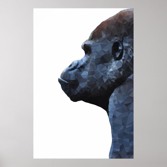 Poster Imprimé Gorilla. Animal abstrait moderne. Polygone (Devant)