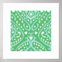 imprimé tribal chic moderne bleu vert ikat motif