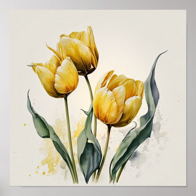 Poster imprimé Tulipes Jaunes (Devant)