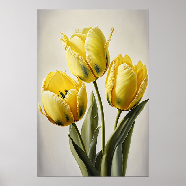 Poster imprimé Tulipes Jaunes (Devant)