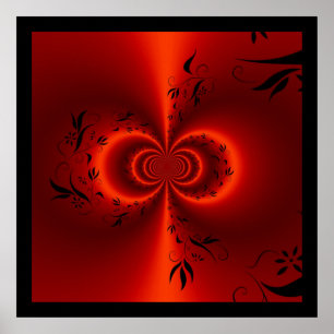 Poster Imprimer Abstrait Floral Dream rouge & noir