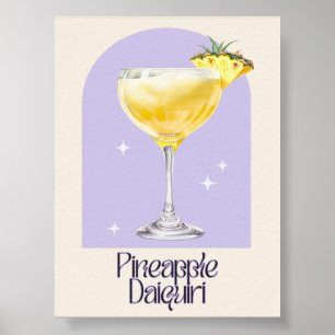 Poster Imprimer Ananas Daiquiri Art   Bar Decor Cocktail