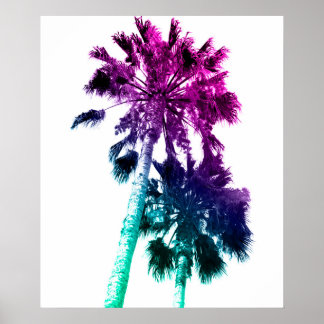 Poster Imprimer Arbre de Palmier Ombre Pop Art Vintage