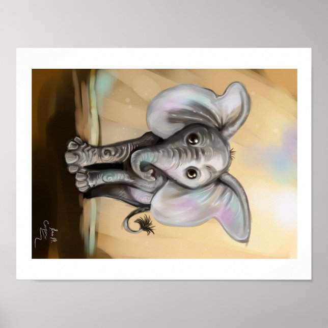 Poster Imprimer Baby Elephant Art (Devant)