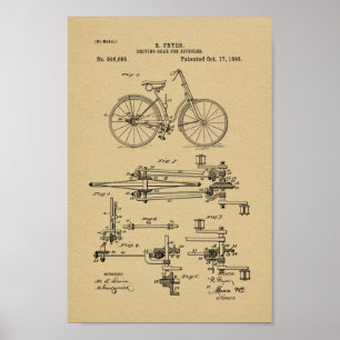 Poster Imprimer Brevet de bicyclette Vintage 1893