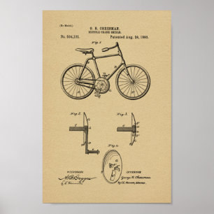 Poster Imprimer Brevet de bicyclette Vintage 1893
