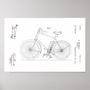 Poster Imprimer Brevet de bicyclette Vintage 1894