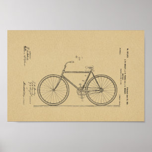Poster Imprimer Brevet de bicyclette Vintage 1901