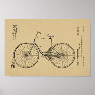 Poster Imprimer Brevet de vélo Vintage 1889
