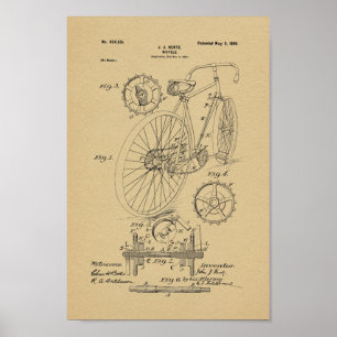 Poster Imprimer Brevet de vélo Vintage 1899