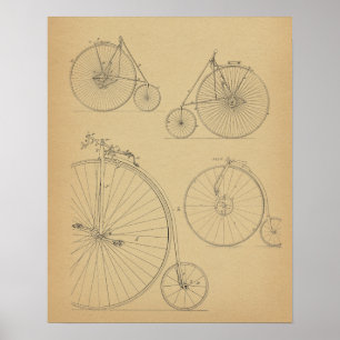 Poster Imprimer Brevet de vélo vintage haute roue
