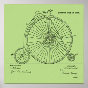 Poster Imprimer Brevet de vélo Vintage haute roue 1885