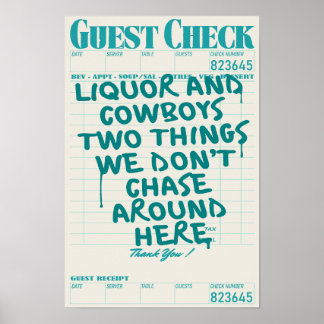 Poster Imprimer chèque client Liqueur & Cowboys