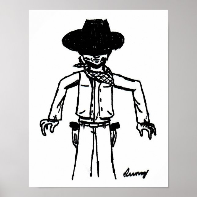 Poster Imprimer croquis Cowboy (Devant)