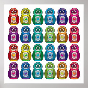 Poster Imprimer - Cute Rainbow Matryoshka Owl