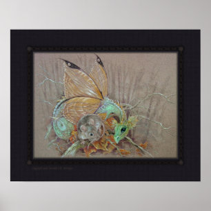 Poster Imprimer - Dragon papillon et souris