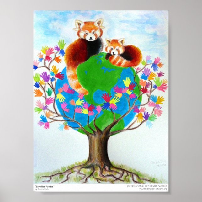 Poster Imprimer "Enregistrer les pandas rouges" (Devant)