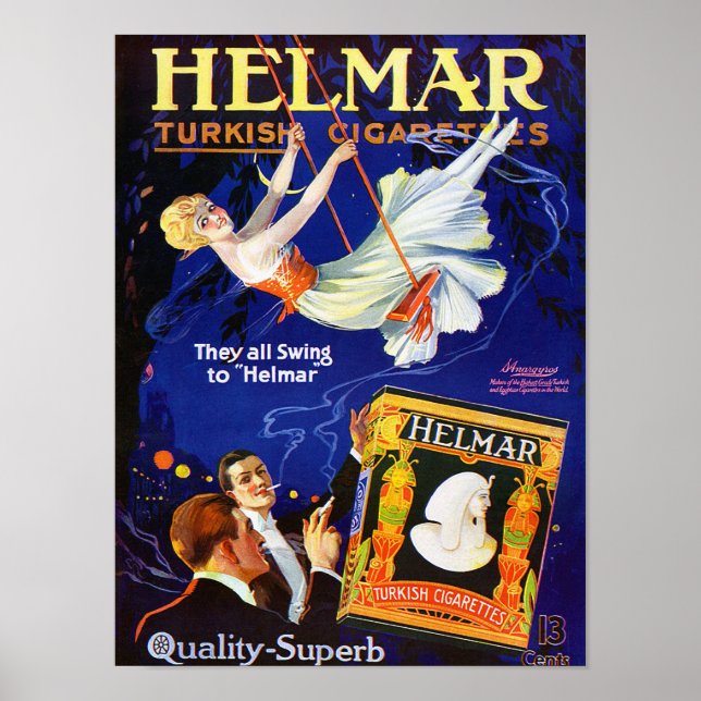 POSTER IMPRIMER ET CIGARETTE VINTAGE (Devant)