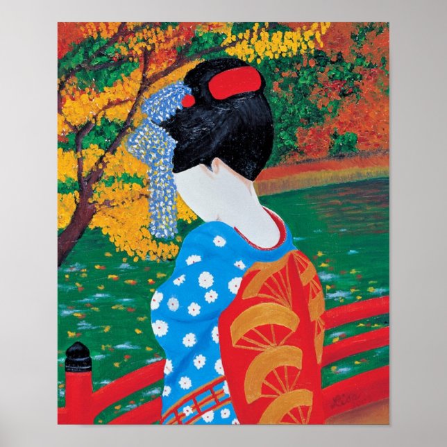 Poster Imprimer Geisha d'automne (Devant)