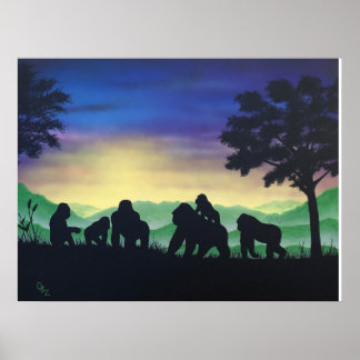 Poster Imprimer Gorilla Art "Family"