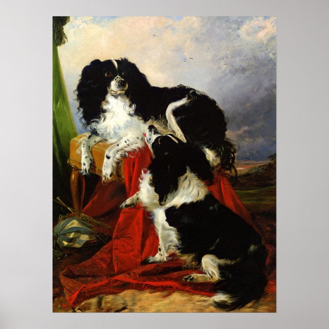 Poster Imprimer : King Charles Spaniels - Richard Ansdell (Devant)