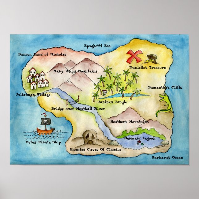 Poster Imprimer la carte de pirates - Portefeuille (Devant)
