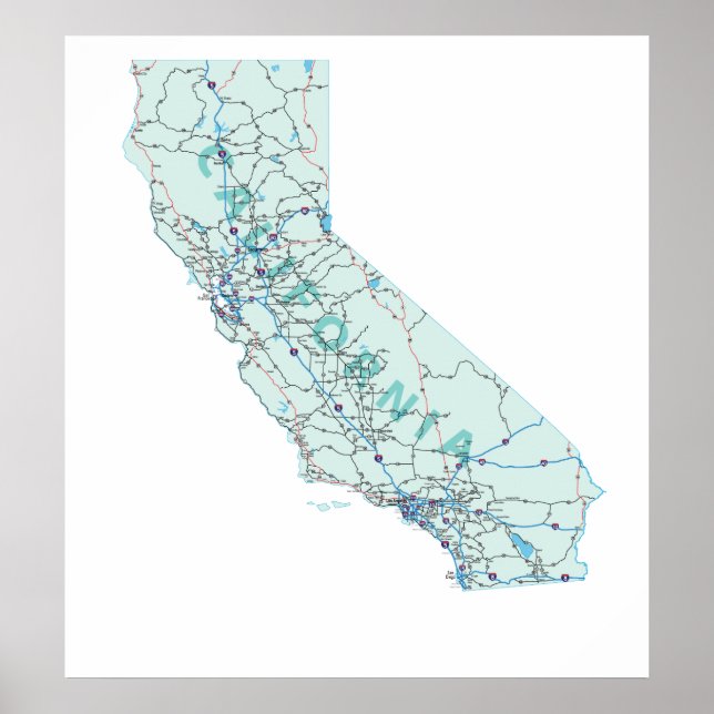 Poster Imprimer la carte inter-États de Californie (Devant)