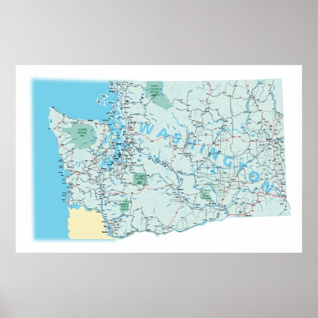 Poster Imprimer la carte inter-États de Washington (Devant)