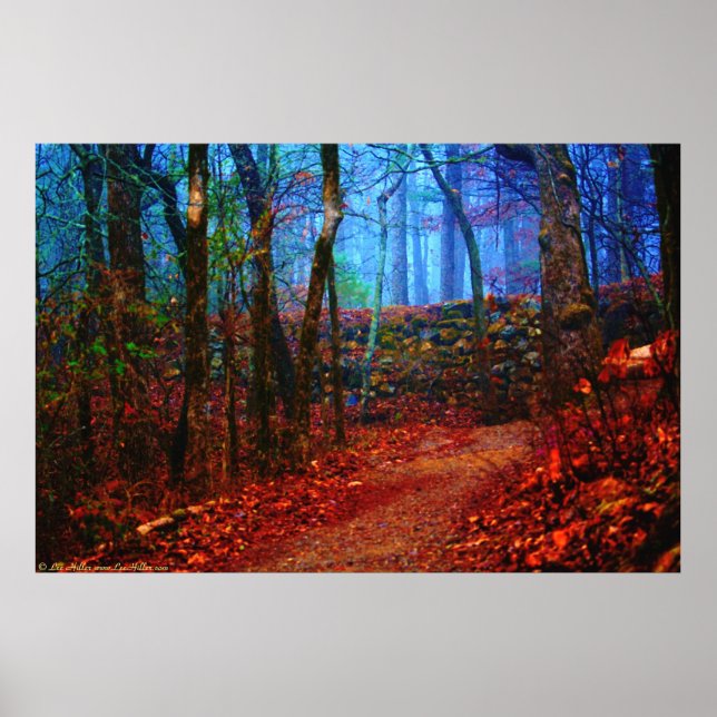 Poster Imprimer la peinture à l'huile de forêt de feu et  (Devant)
