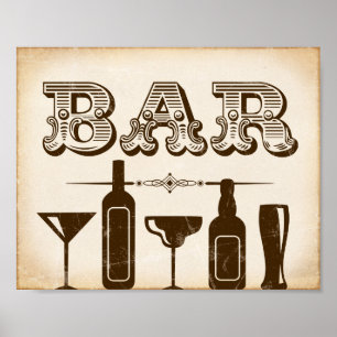 Poster Imprimer la signature BAR vintage