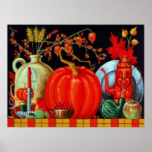 Poster Imprimer la table de fête d'automne