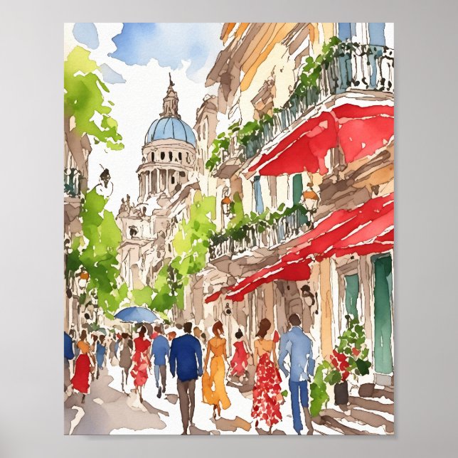 Poster Imprimer l'aquarelle de Buenos Aires (Devant)