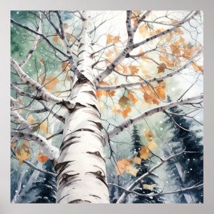 Poster Imprimer l'aquarelle de la forêt