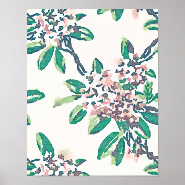 Poster Imprimer l'aquarelle Rhododendron (Devant)