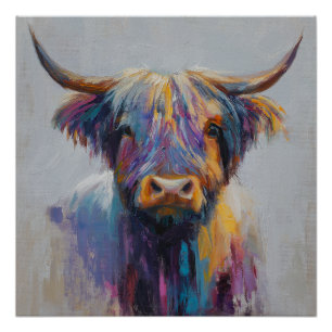 Poster Imprimer l'art mural de vache de Highland