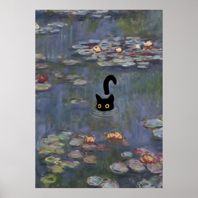 Poster Imprimer le chat Lys d'eau Monet (Devant)