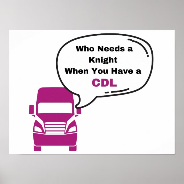 Poster Imprimer le conducteur de camion féminin CDL (Devant)