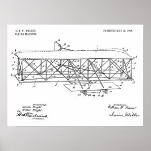 Poster Imprimer le dessin de brevet d'avion de Wright Bro