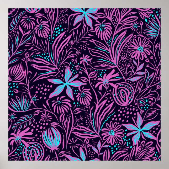 Poster Imprimer le dessin de feuilles motifs (Devant)