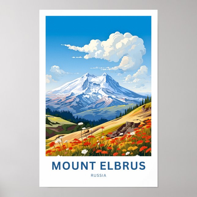 Poster Imprimer le Mont Elbrus Russie (Devant)