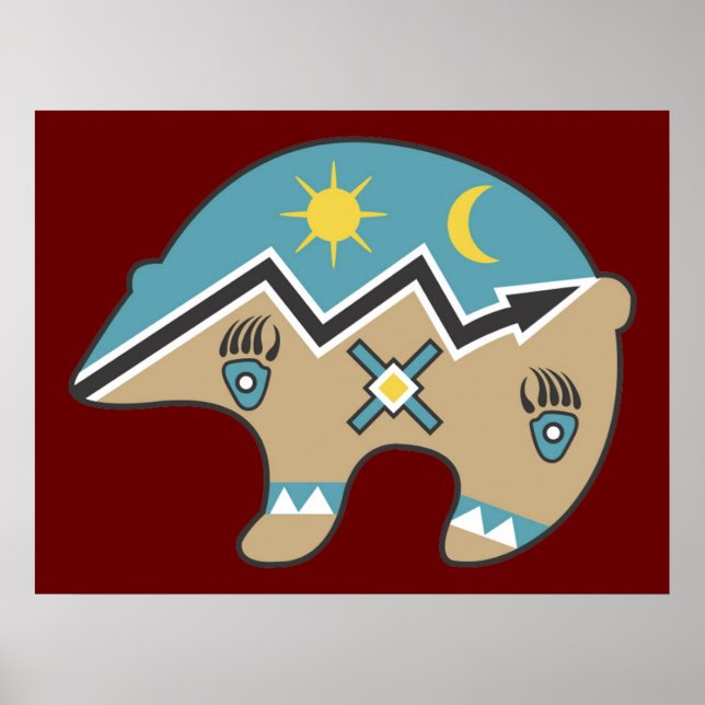 Poster Imprimer l'ours indien tribal (Devant)