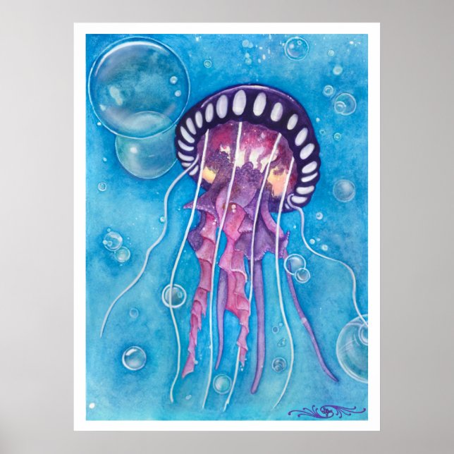 Poster Imprimer Medusa de mer profonde (Devant)