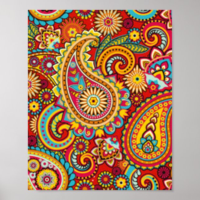 Poster Imprimer Motif Paisley (Devant)