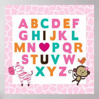 Poster Imprimer Mur Alphabet Jungle Jilly