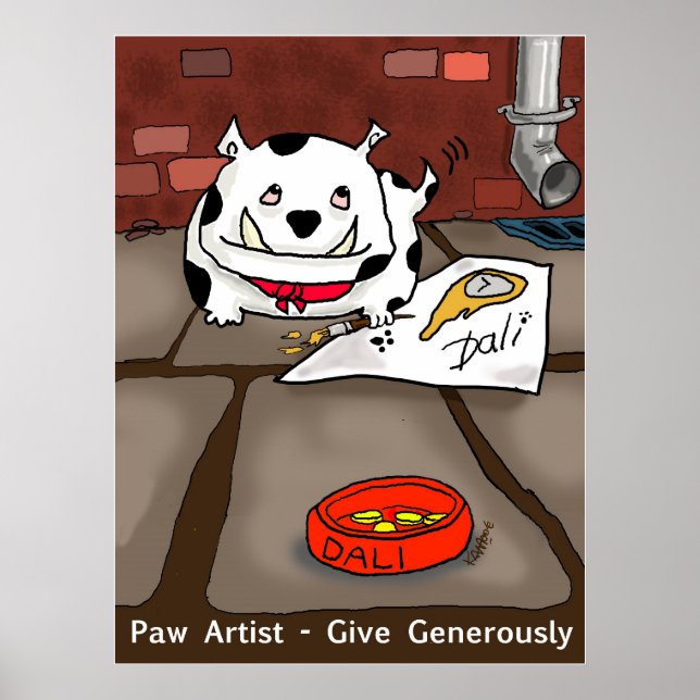 Poster Imprimer "Paw Artist Dali" - par Kev Moore (Devant)