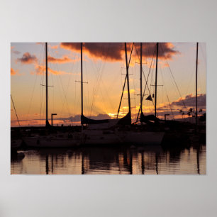 Poster Imprimer Port de bateaux de petite taille Waikiki