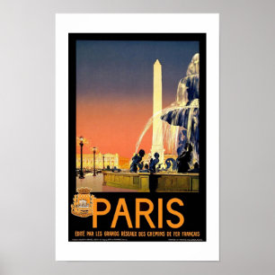Poster Imprimer Retro Image Vintage Voyage Paris France