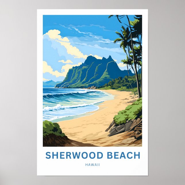 Poster Imprimer Sherwood Beach Hawaii Travel (Devant)
