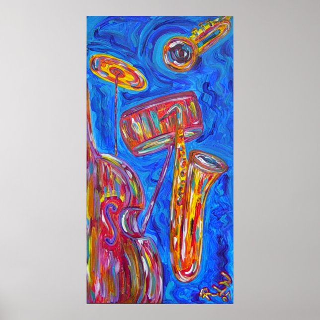 Poster Imprimer sur toile - Cool Blue Jazz (Devant)